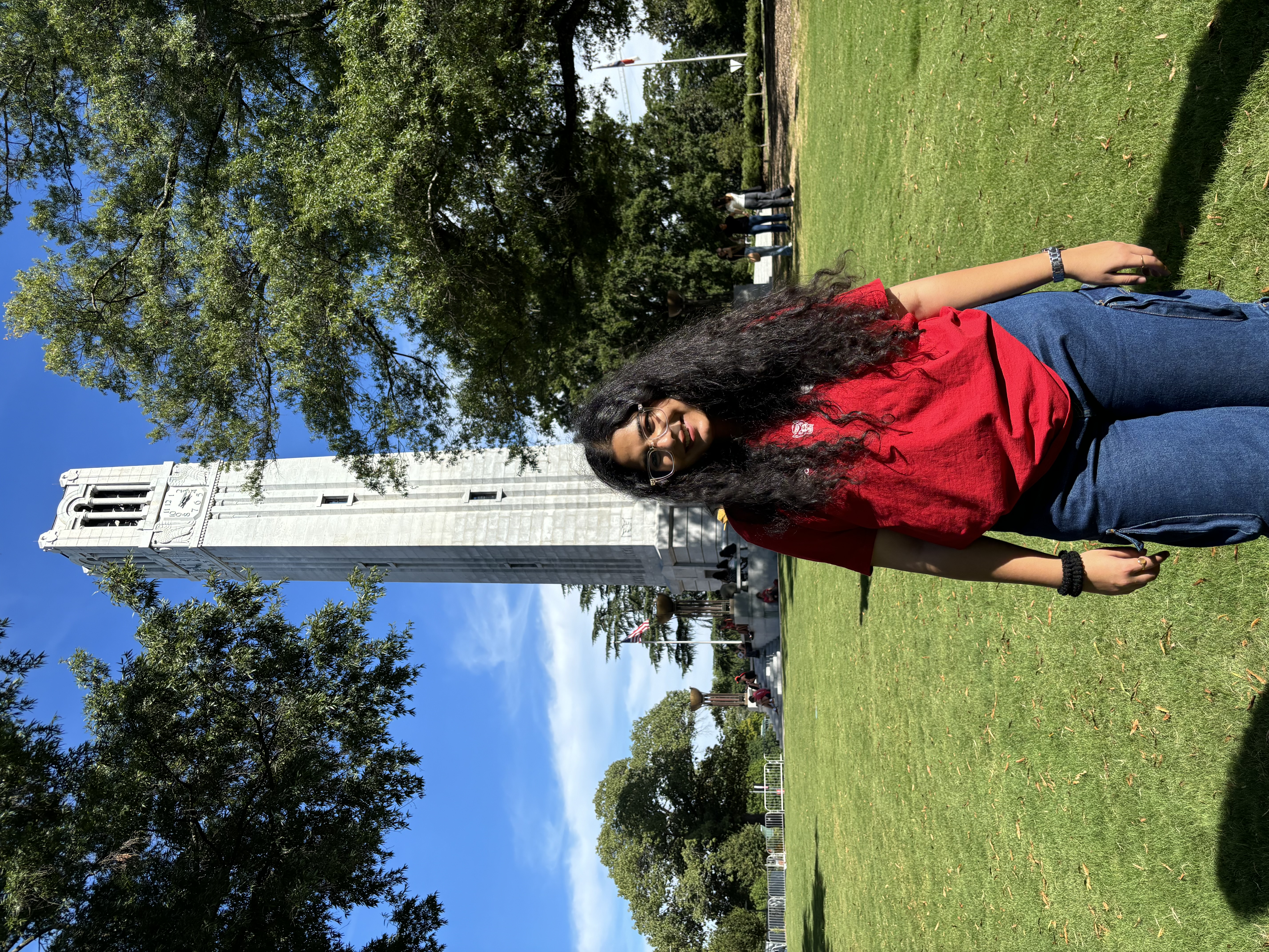 NC State bell tower with Mr. and Mrs. Wuf